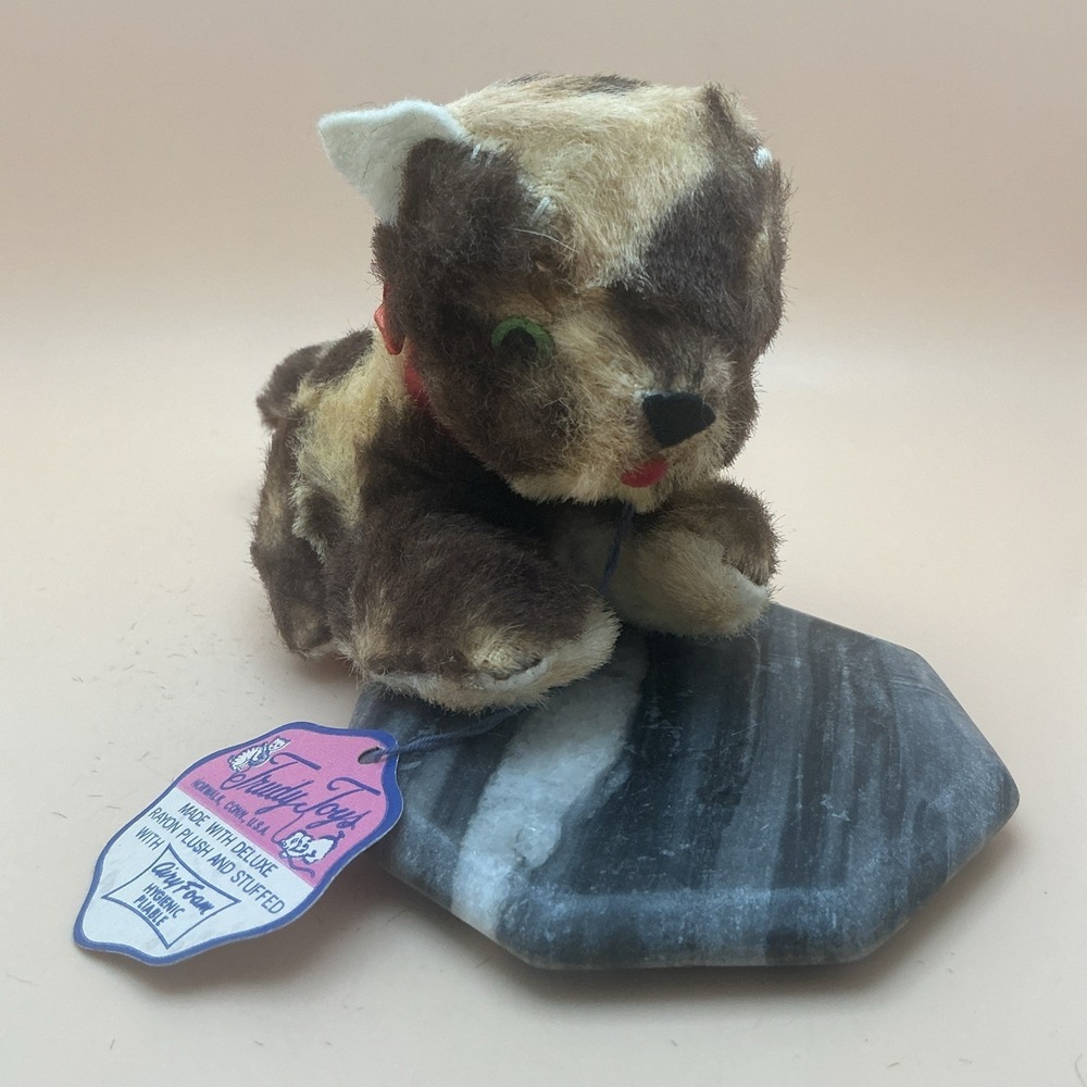 Vintage 1950s Trudy Toys Calico Kitten Cat‎ Plush Stuffed Animal Original Tag